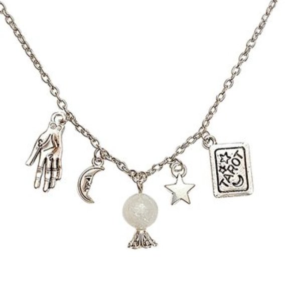 NWT Crystal Ball & Tarot Charm Necklace - Picture 1 of 2